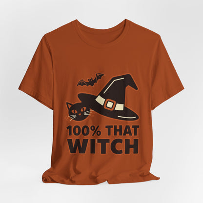 100% That Witch Halloween Cat Jersey Tee