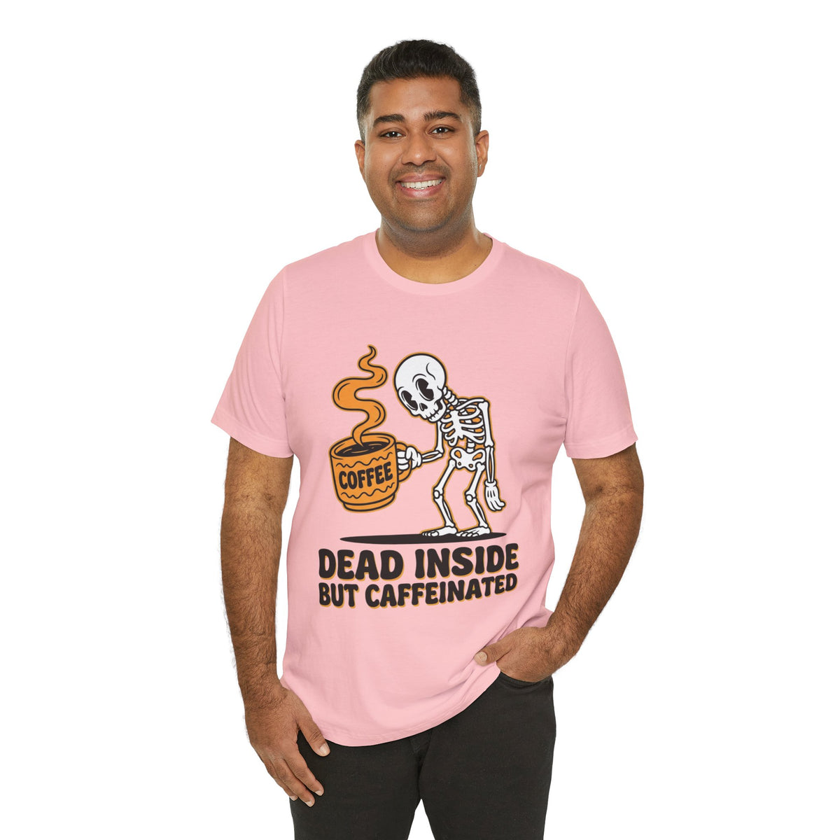 Dead Inside But Caffeinated Tee — Funny Coffee Skeleton T-Shirt