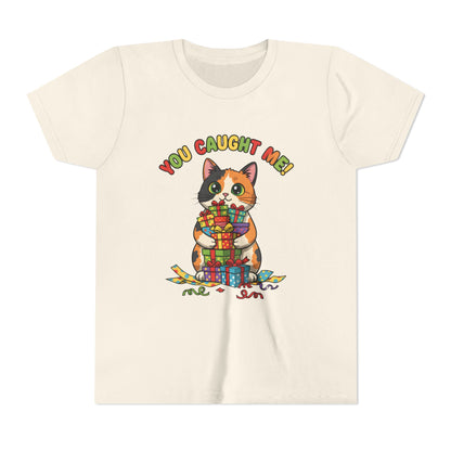 'You Caught Me' Design - Cat Themed Youth Short Sleeve Tee