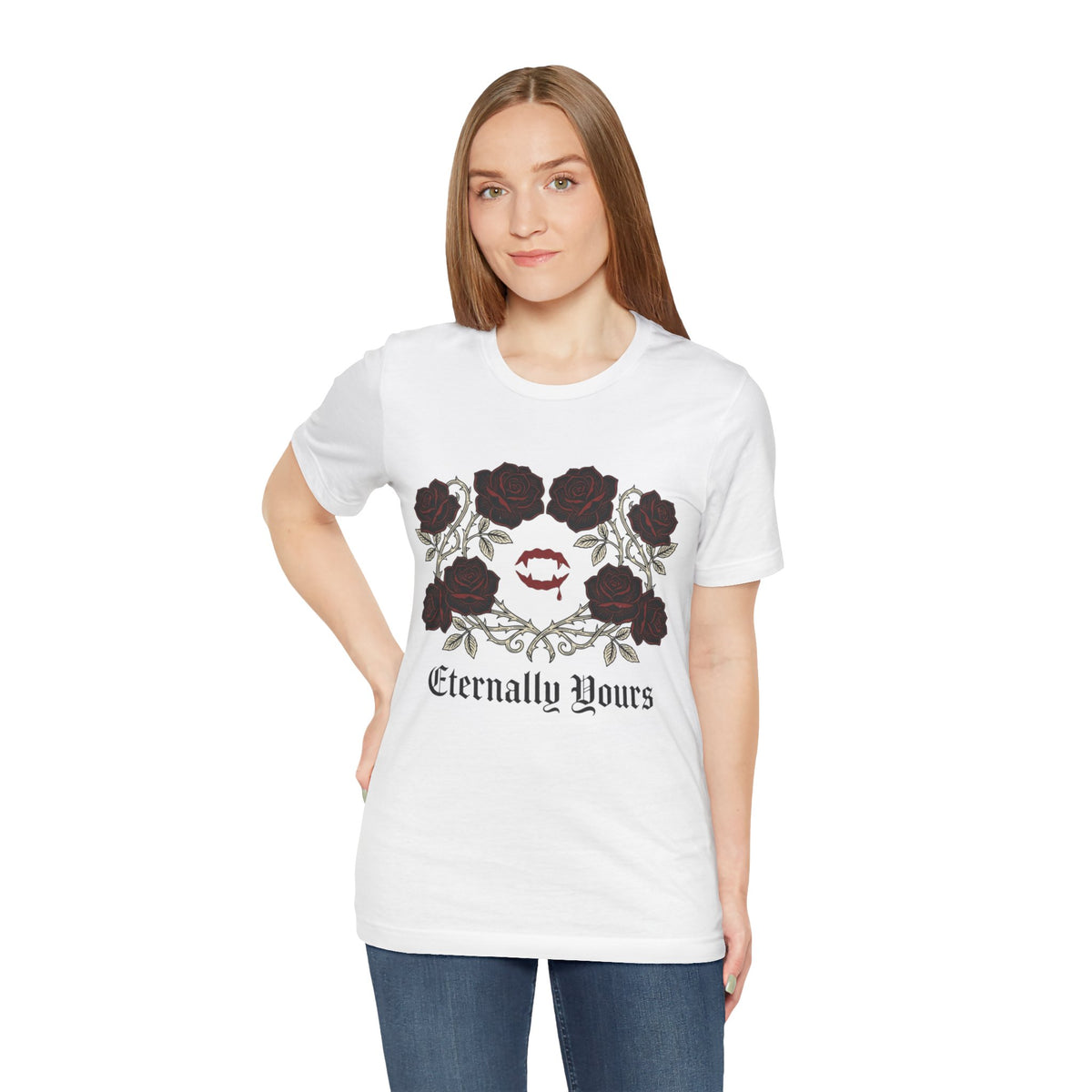 Eternally Yours Tee — Gothic Rose Vampire Bite Graphic Shirt