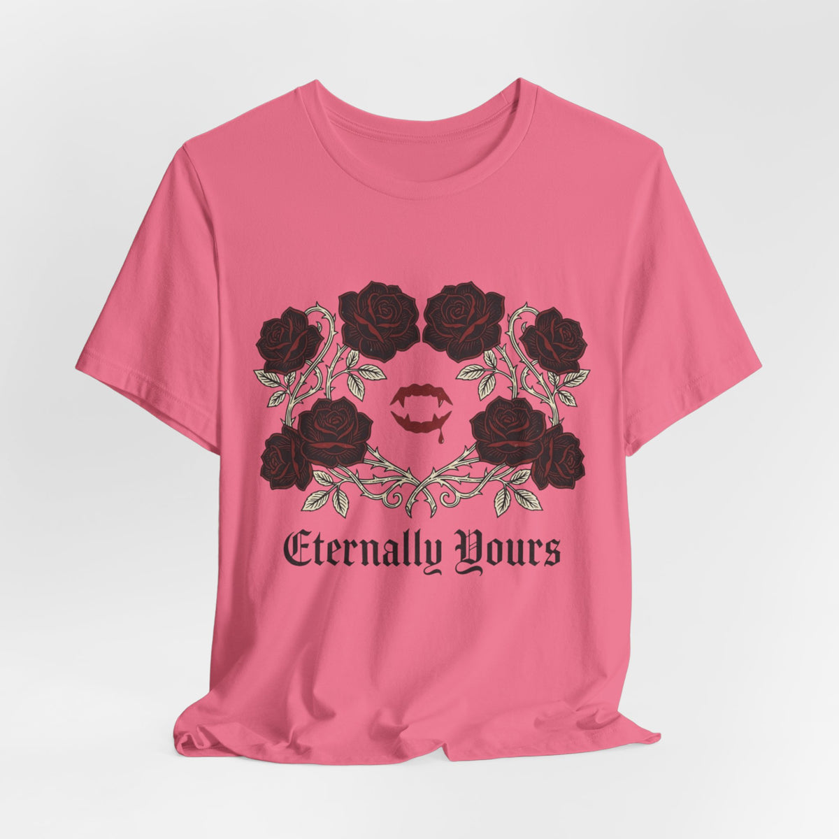 Eternally Yours Tee — Gothic Rose Vampire Bite Graphic Shirt