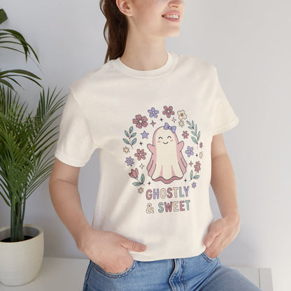 Ghostly & Sweet Floral Tee — Cute Pastel Ghost Graphic T-Shirt