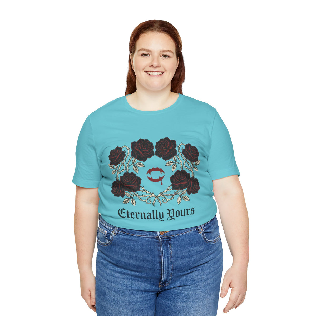 Eternally Yours Tee — Gothic Rose Vampire Bite Graphic Shirt