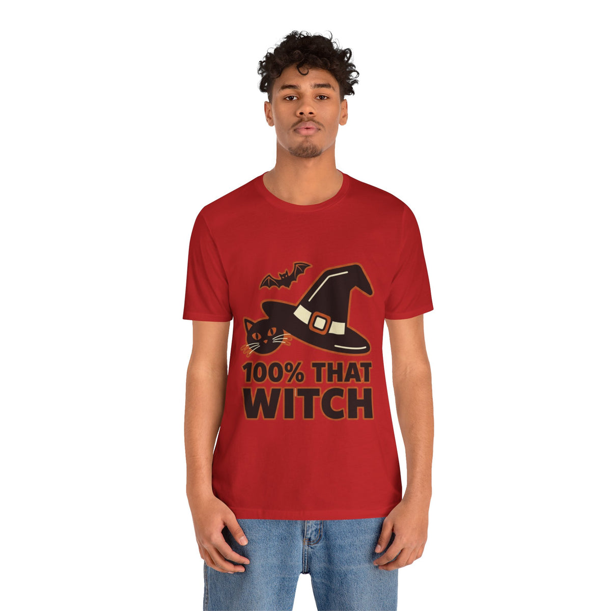 100% That Witch Halloween Cat Jersey Tee