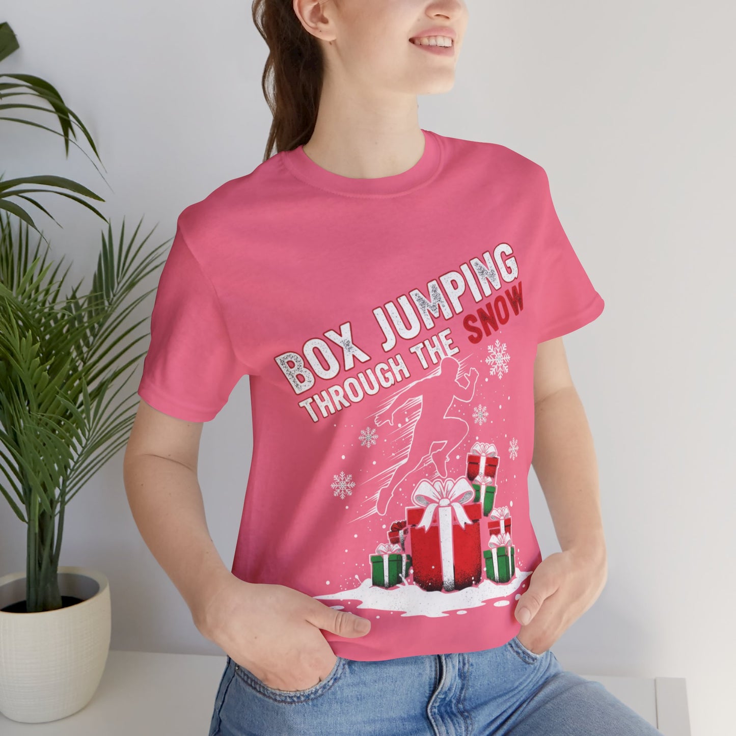 Box Jumping Through The Snow Christmas T-Shirt