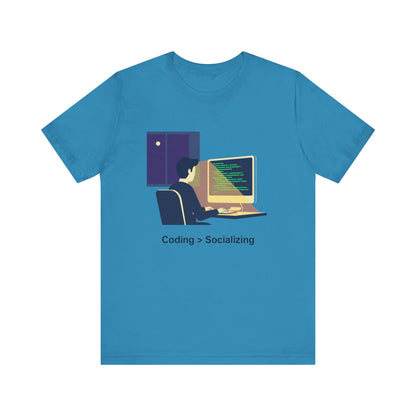 Coding > Socializing Unisex Tee