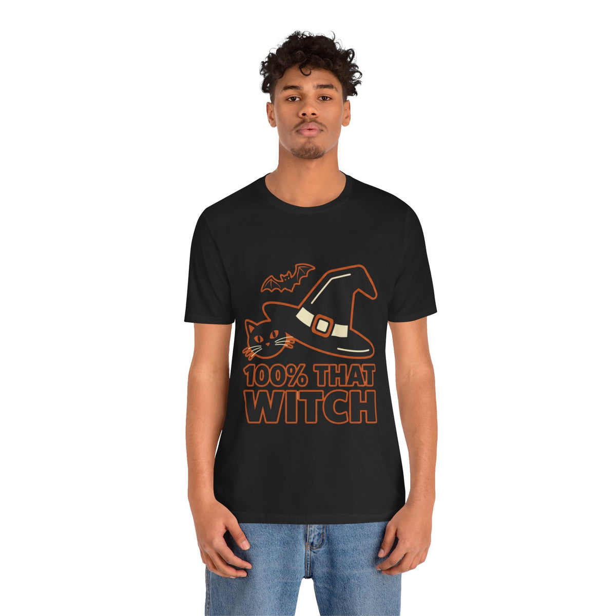 100% That Witch Halloween Cat Jersey Tee