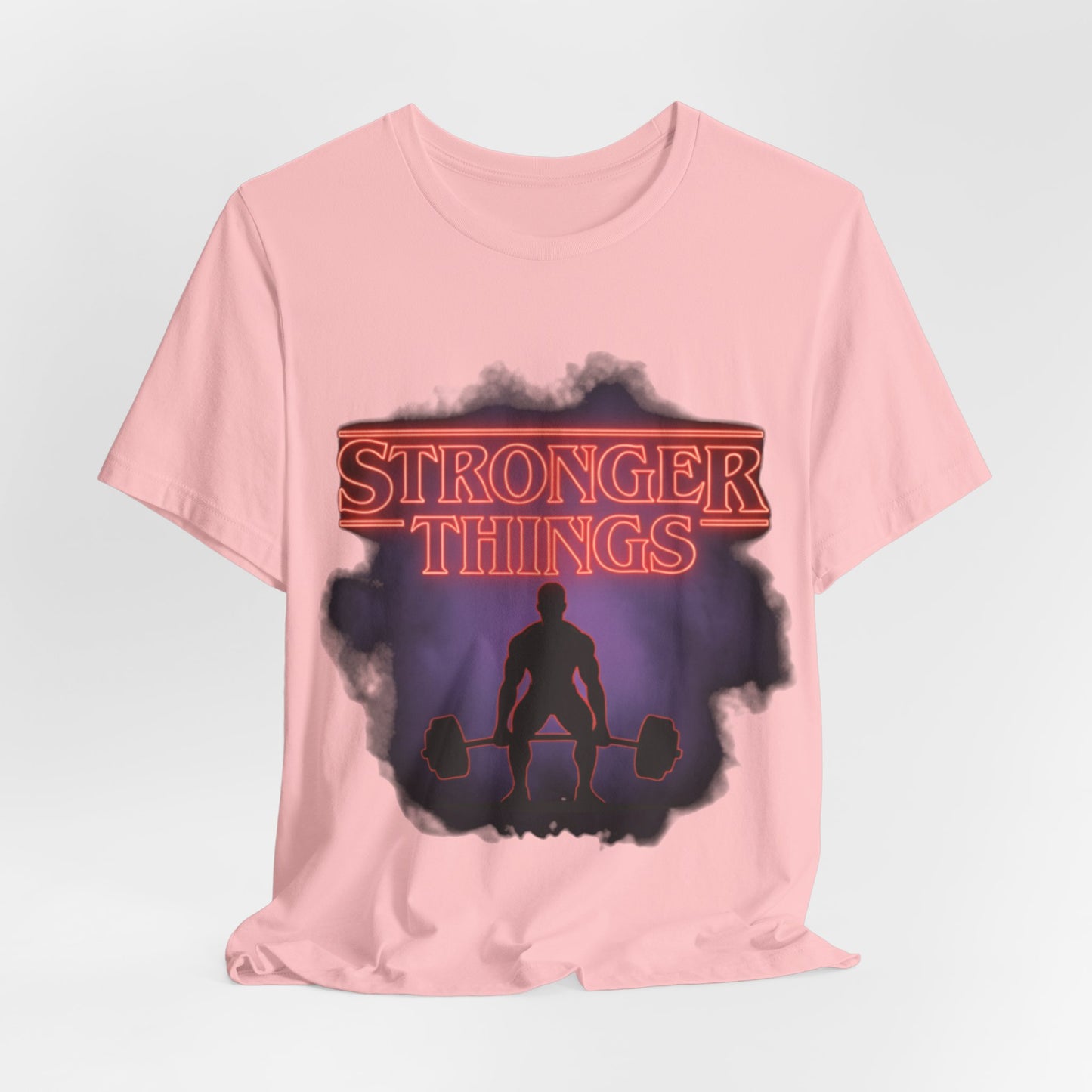 Stronger Things Weightlifting Tee — Retro Gym Silhouette Shirt