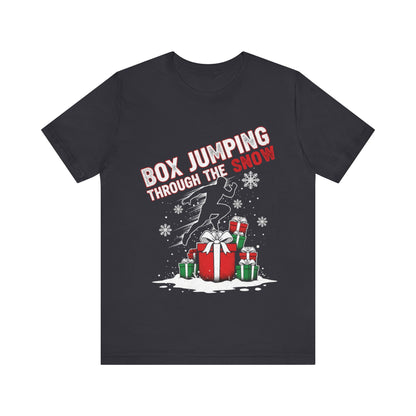 Box Jumping Through The Snow Christmas T-Shirt