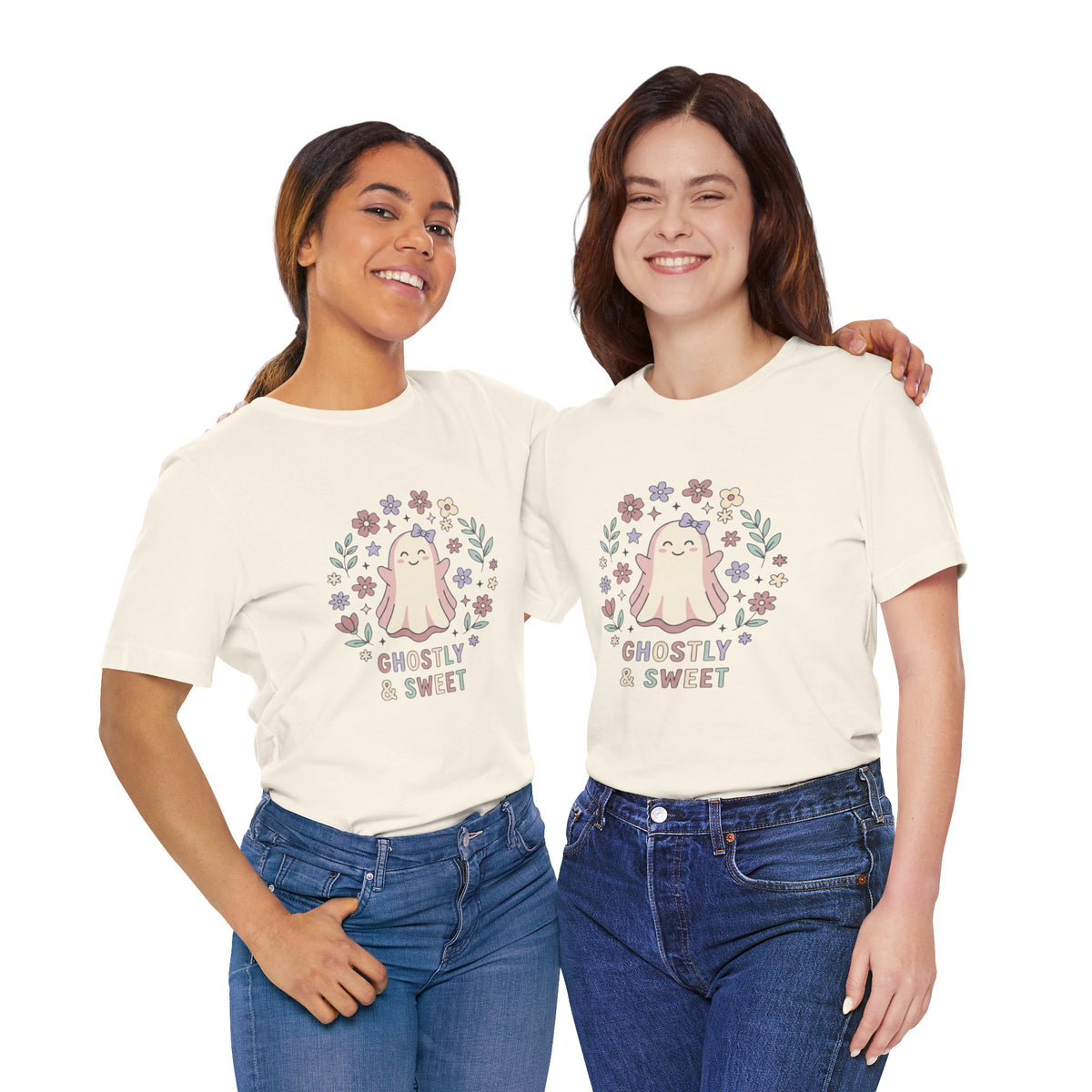 Ghostly & Sweet Floral Tee — Cute Pastel Ghost Graphic T-Shirt