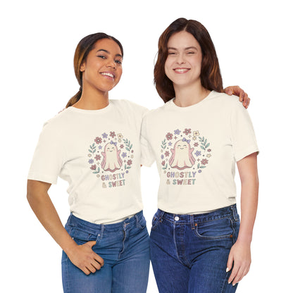 Ghostly & Sweet Floral Tee — Cute Pastel Ghost Graphic T-Shirt