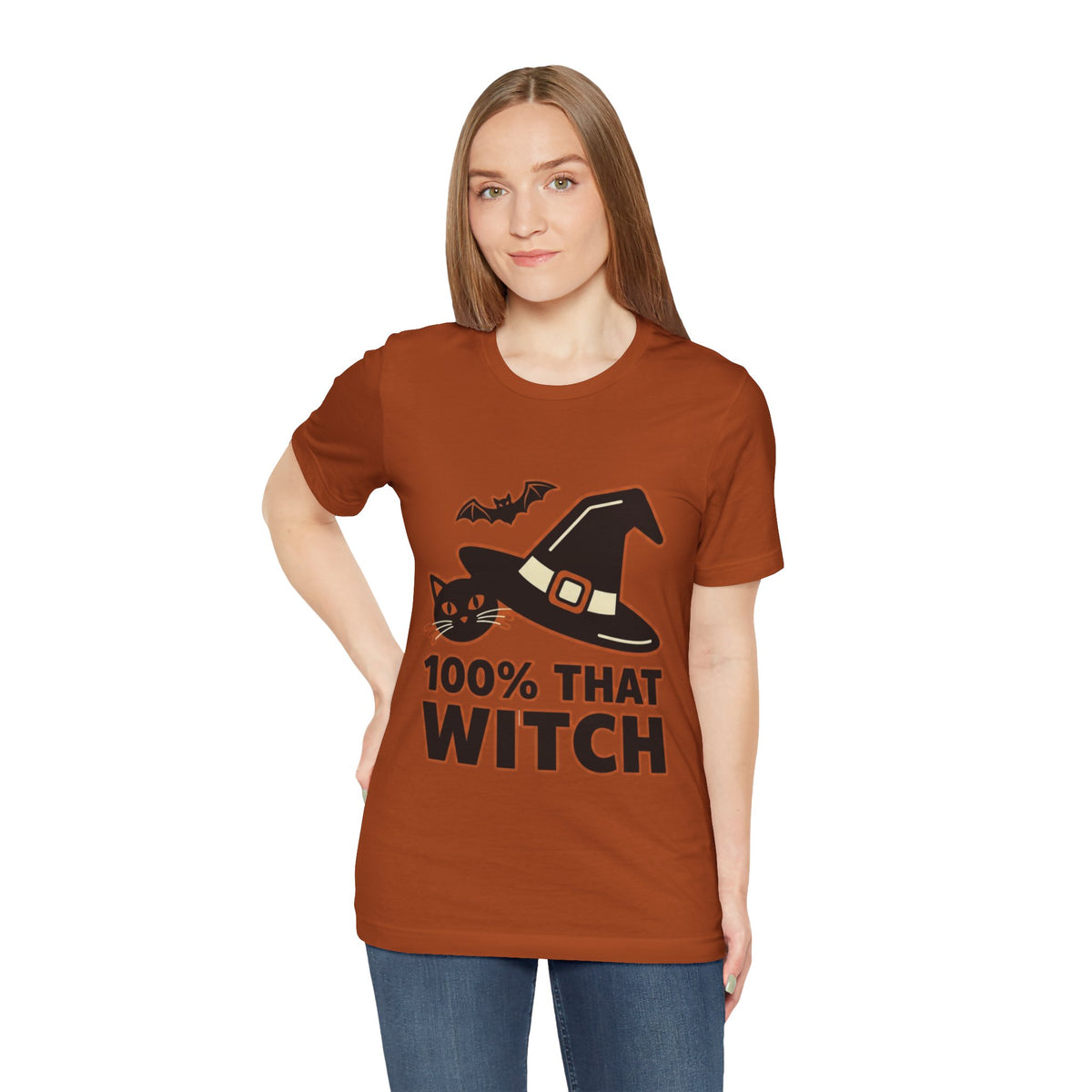 100% That Witch Halloween Cat Jersey Tee