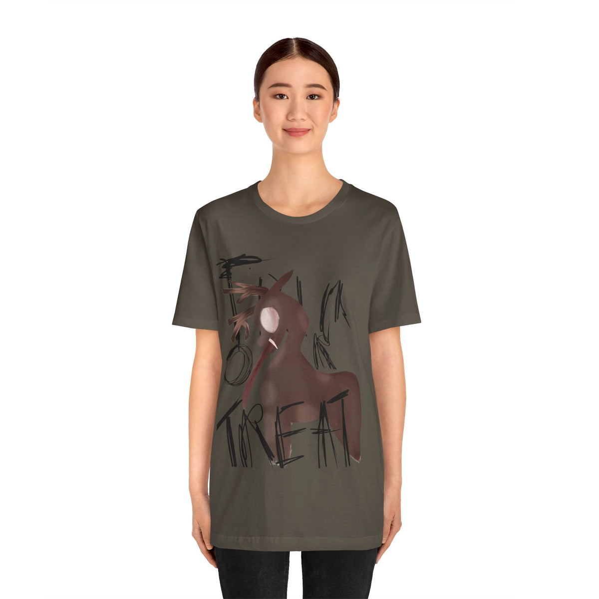 Horroristic Deer Silhouette Tee — Abstract 'Freak' Graphic Shirt