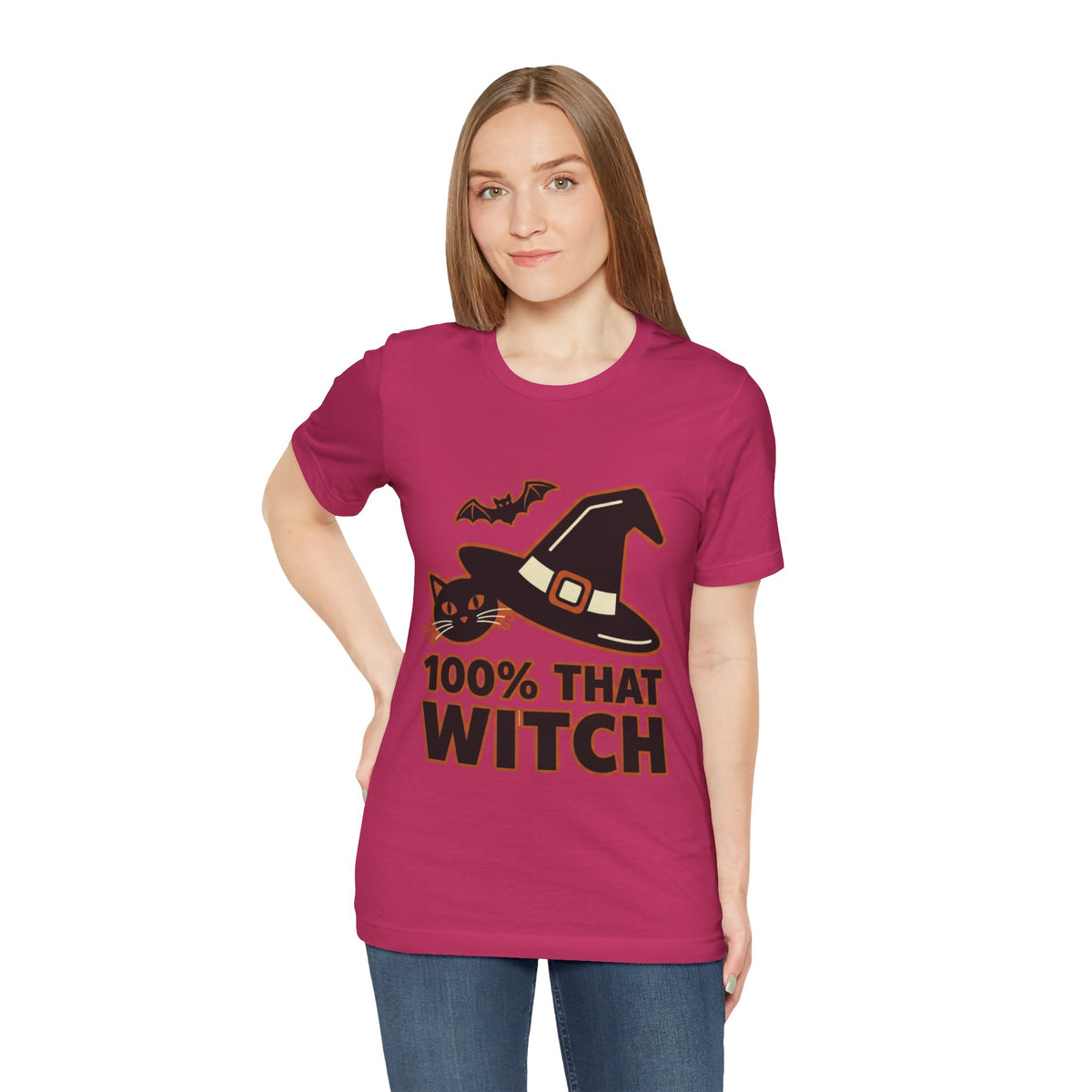 100% That Witch Halloween Cat Jersey Tee