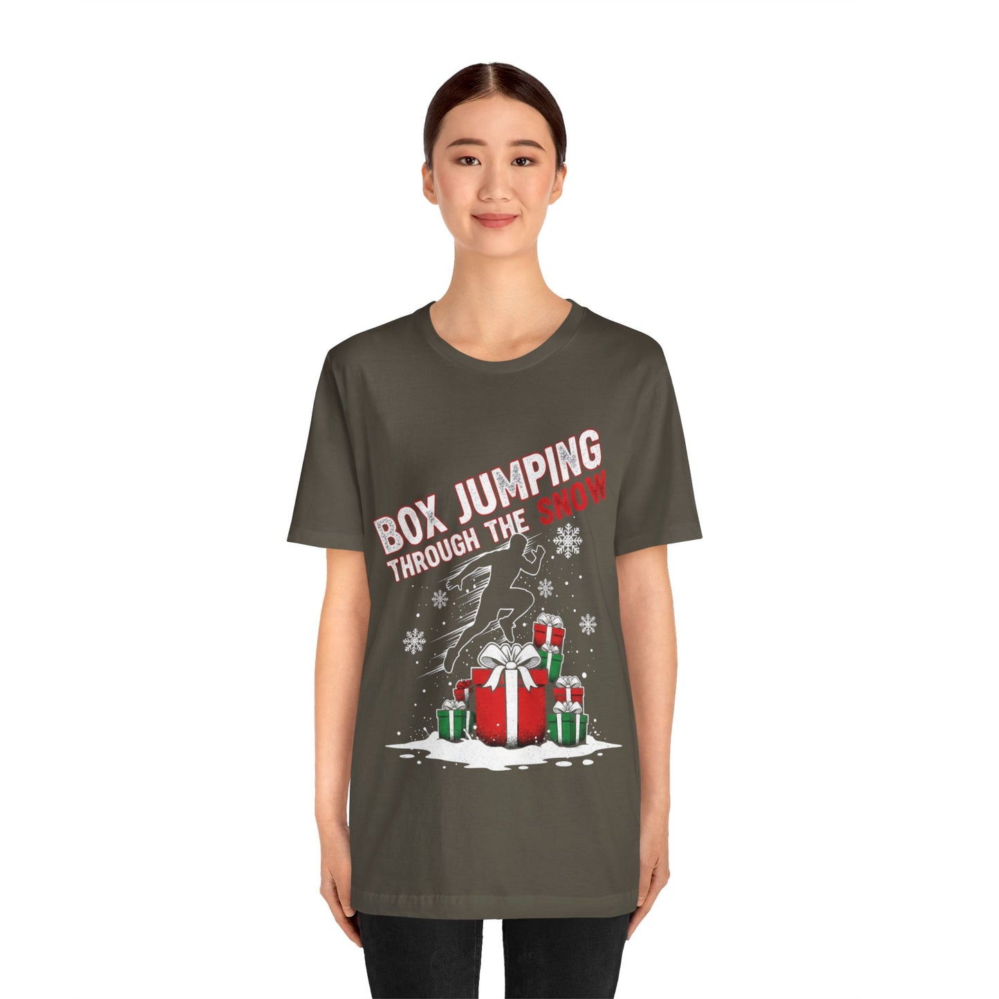 Box Jumping Through The Snow Christmas T-Shirt