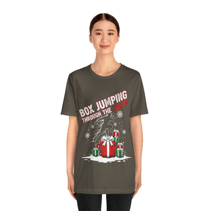 Box Jumping Through The Snow Christmas T-Shirt