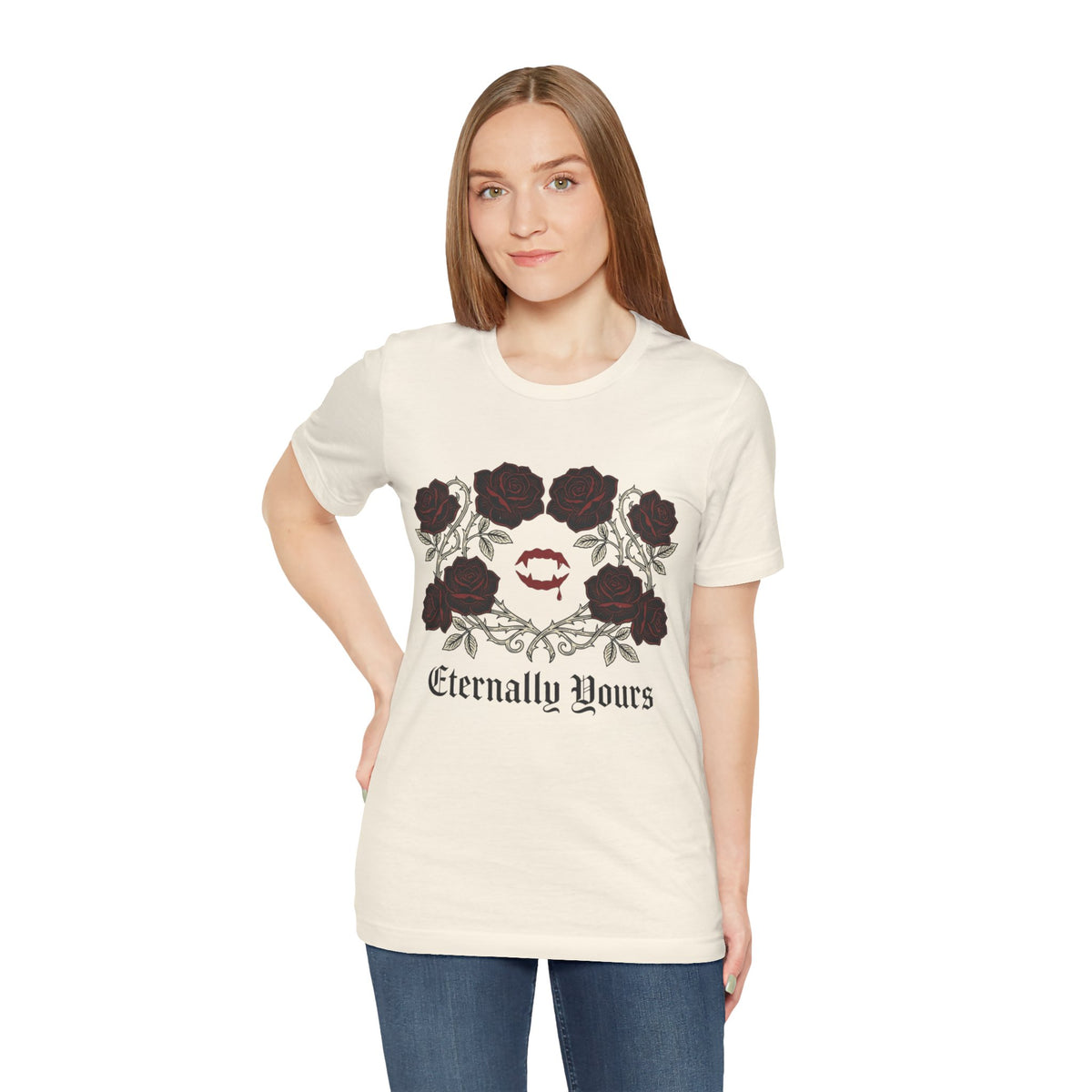 Eternally Yours Tee — Gothic Rose Vampire Bite Graphic Shirt