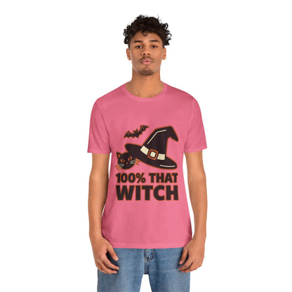 100% That Witch Halloween Cat Jersey Tee