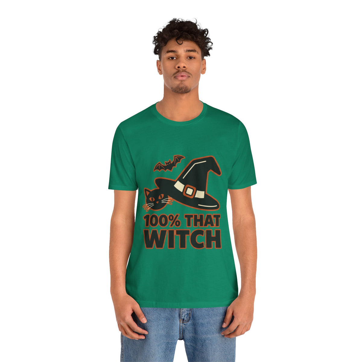 100% That Witch Halloween Cat Jersey Tee