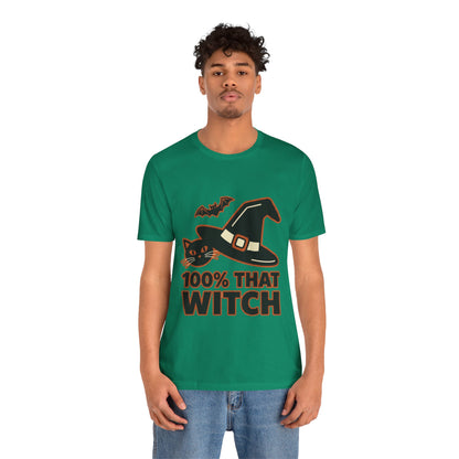 100% That Witch Halloween Cat Jersey Tee