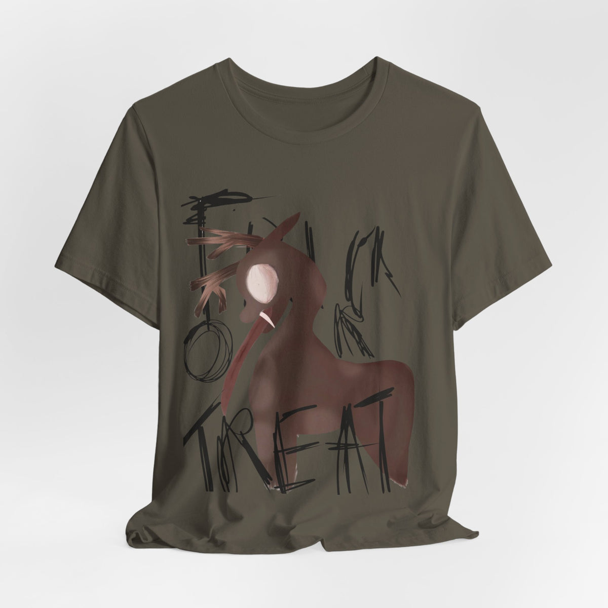 Horroristic Deer Silhouette Tee — Abstract 'Freak' Graphic Shirt