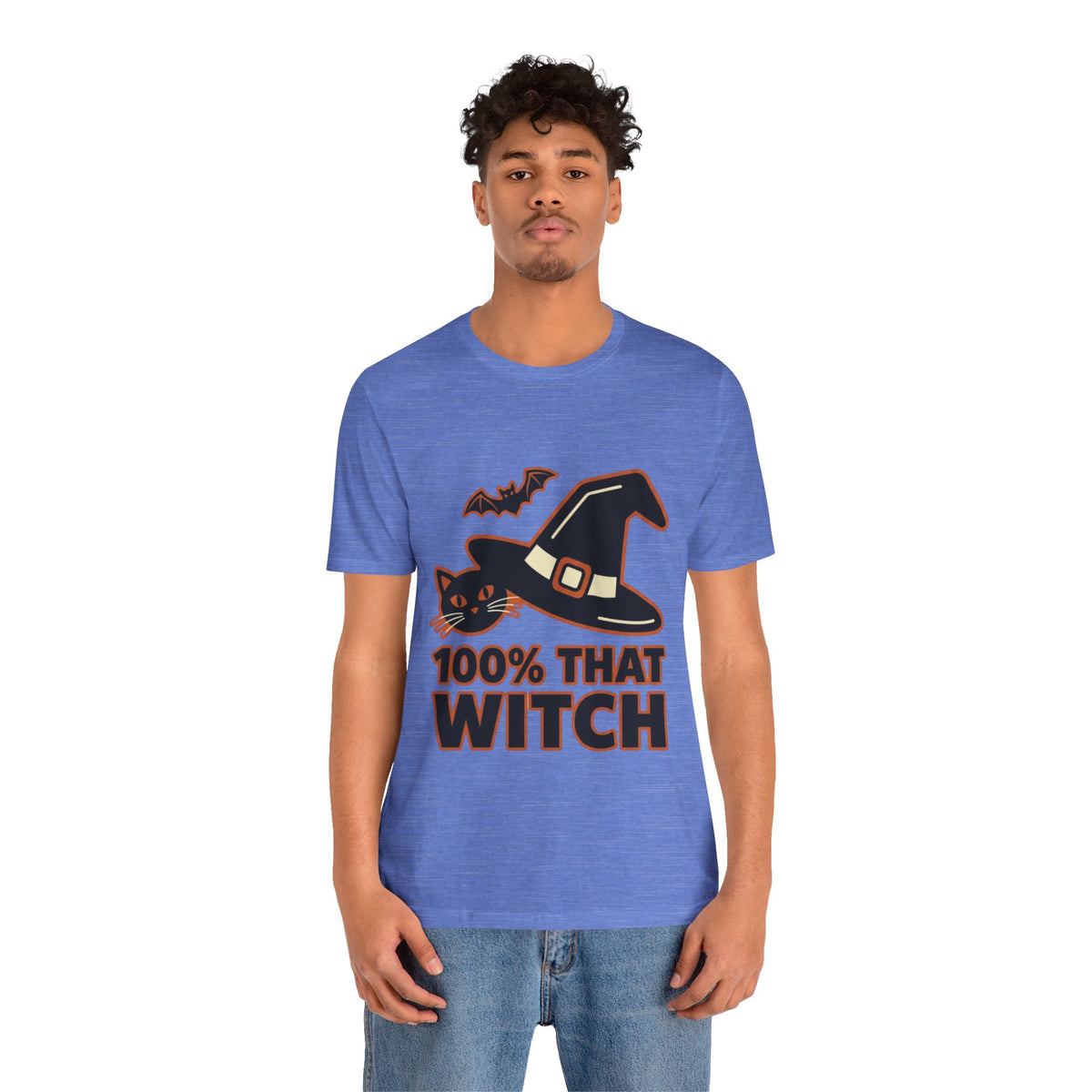 100% That Witch Halloween Cat Jersey Tee