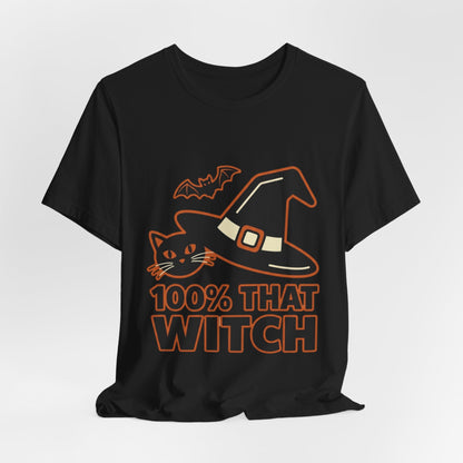 100% That Witch Halloween Cat Jersey Tee