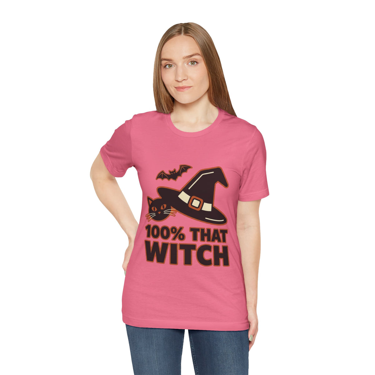 100% That Witch Halloween Cat Jersey Tee