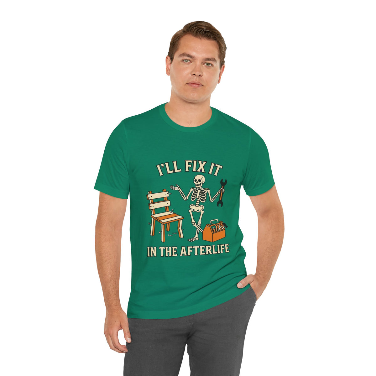 I’ll Fix It in the Afterlife Skeleton Mechanic T-Shirt