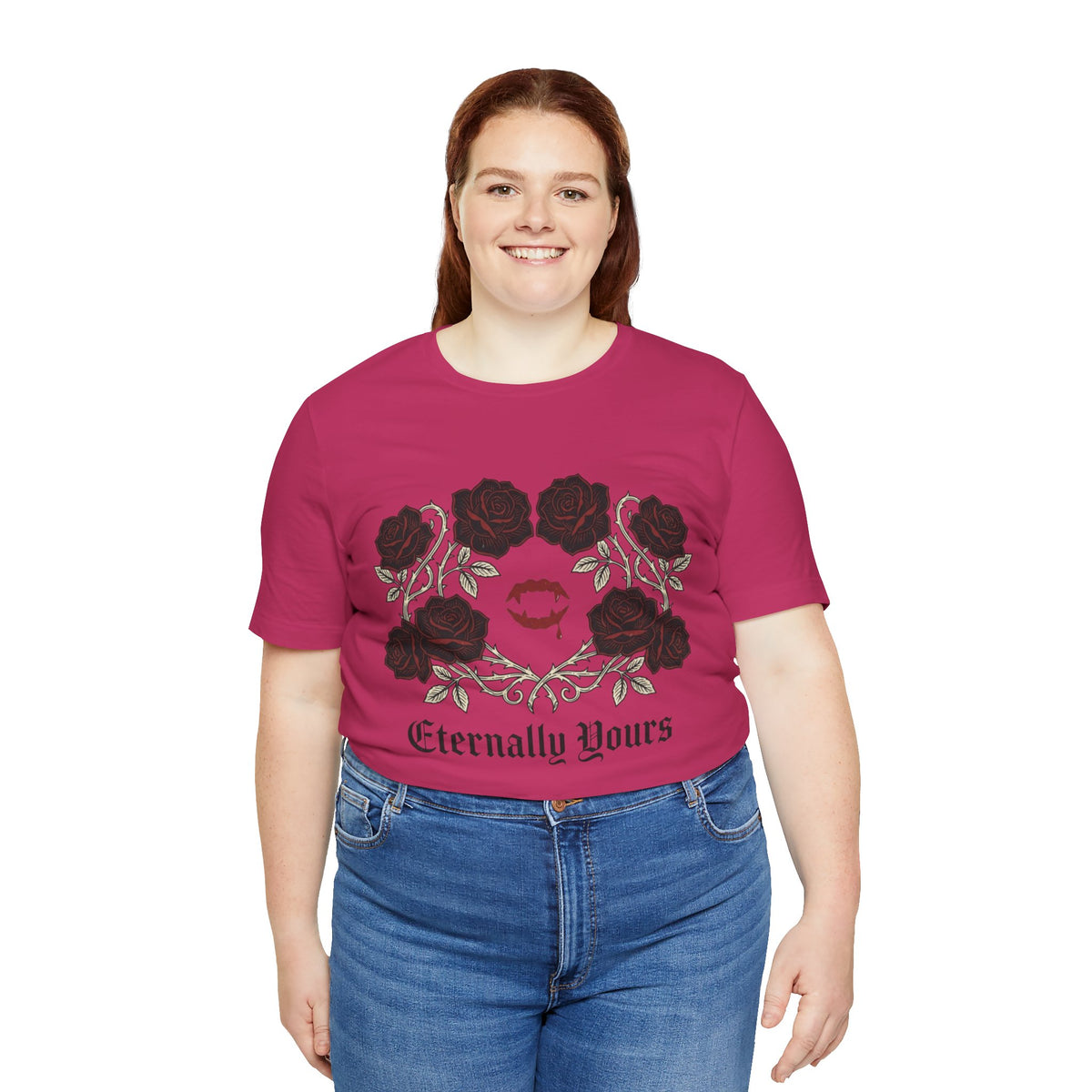 Eternally Yours Tee — Gothic Rose Vampire Bite Graphic Shirt