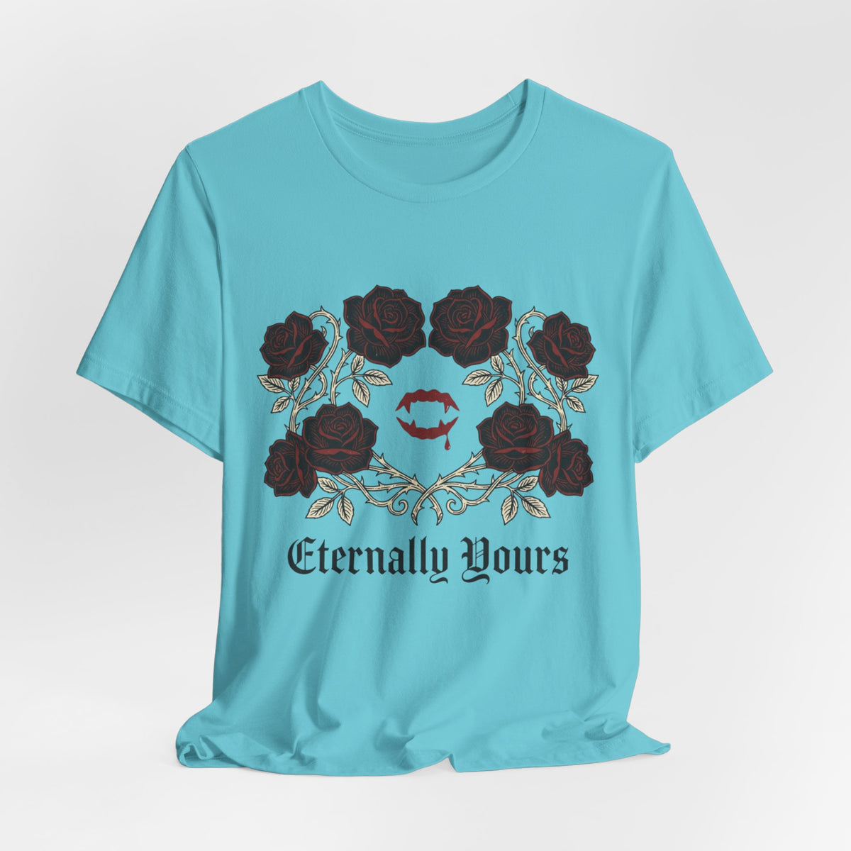 Eternally Yours Tee — Gothic Rose Vampire Bite Graphic Shirt