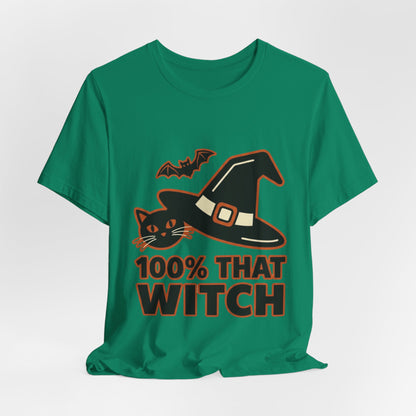 100% That Witch Halloween Cat Jersey Tee