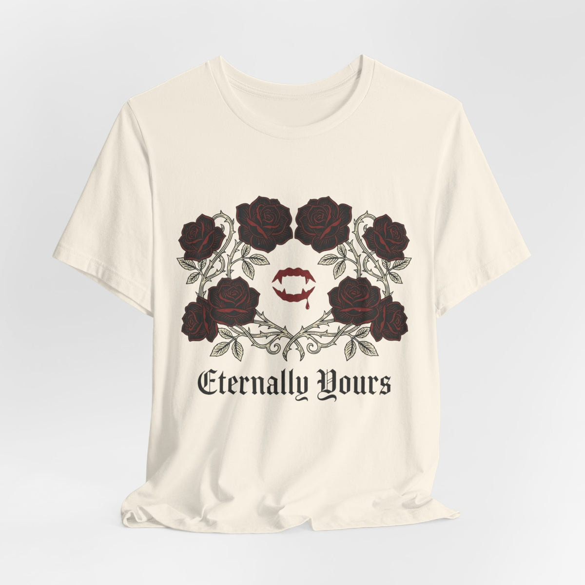 Eternally Yours Tee — Gothic Rose Vampire Bite Graphic Shirt