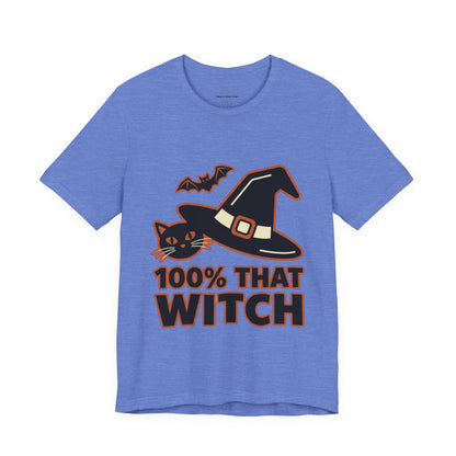 100% That Witch Halloween Cat Jersey Tee