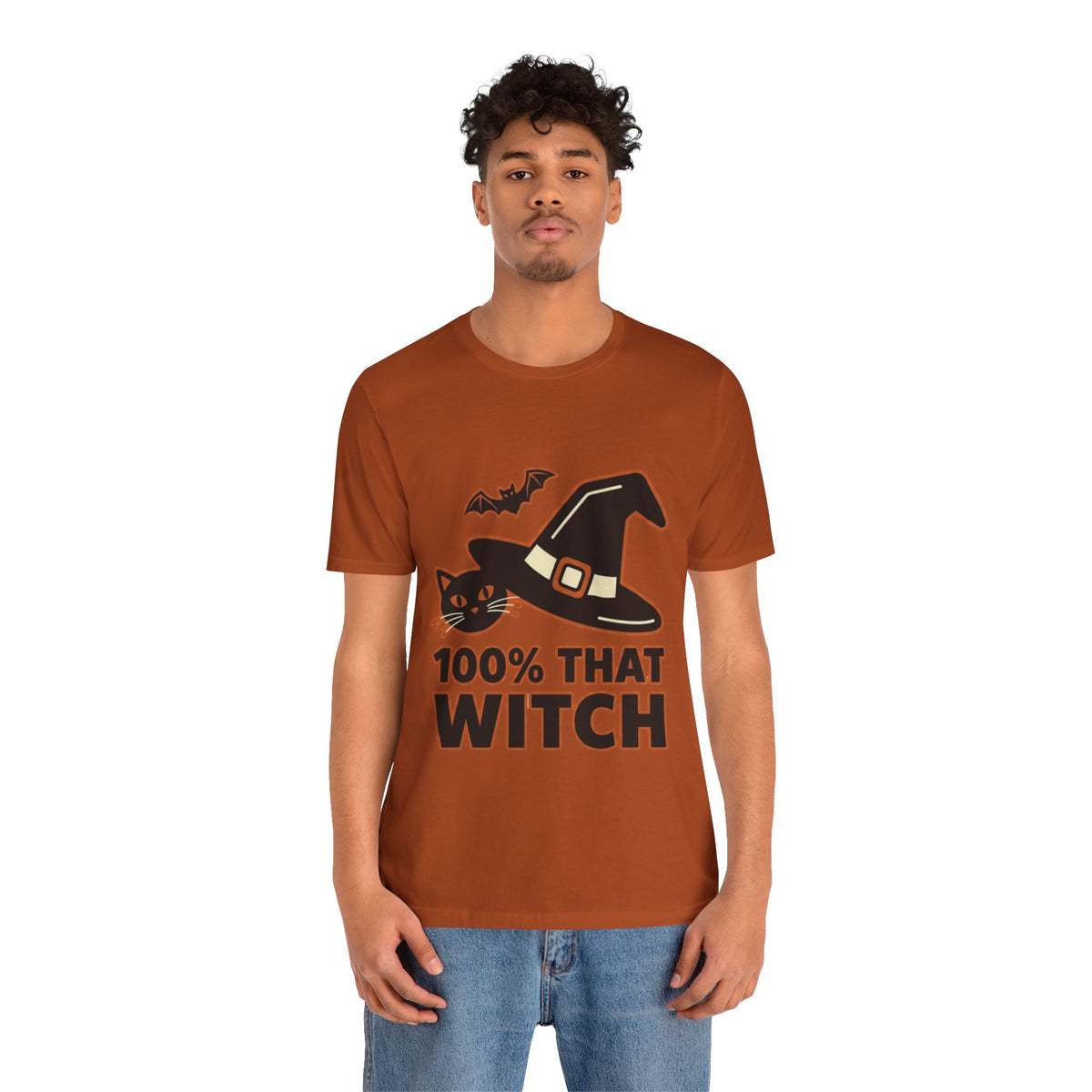 100% That Witch Halloween Cat Jersey Tee