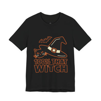 100% That Witch Halloween Cat Jersey Tee