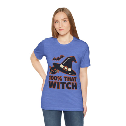 100% That Witch Halloween Cat Jersey Tee
