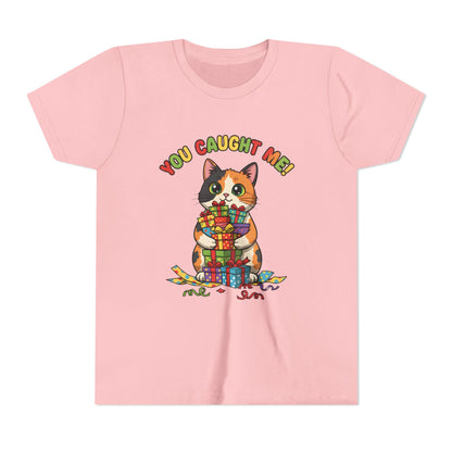 'You Caught Me' Design - Cat Themed Youth Short Sleeve Tee