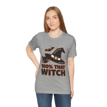 100% That Witch Halloween Cat Jersey Tee