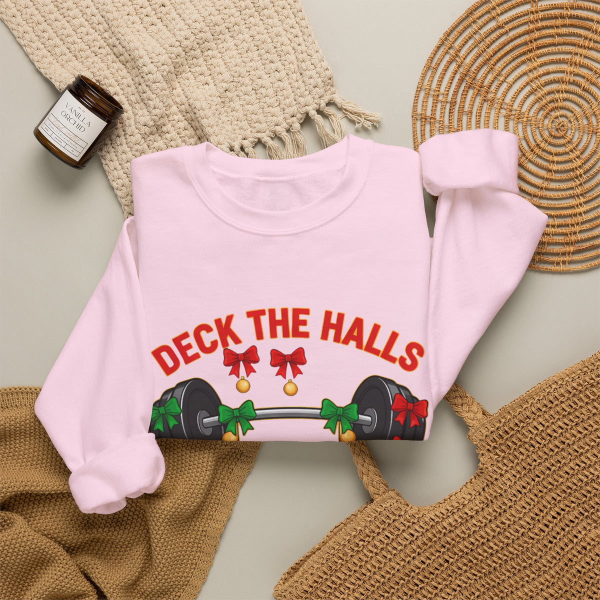 Deck the Halls with Bows and Barbells Christmas Sweatshirt