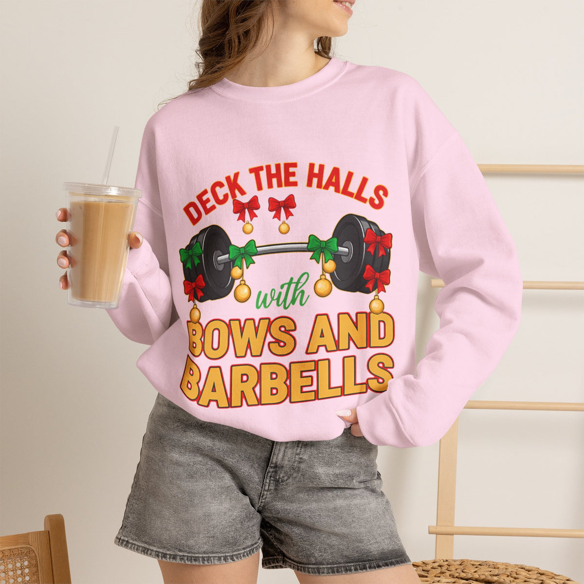 Deck the Halls with Bows and Barbells Christmas Sweatshirt