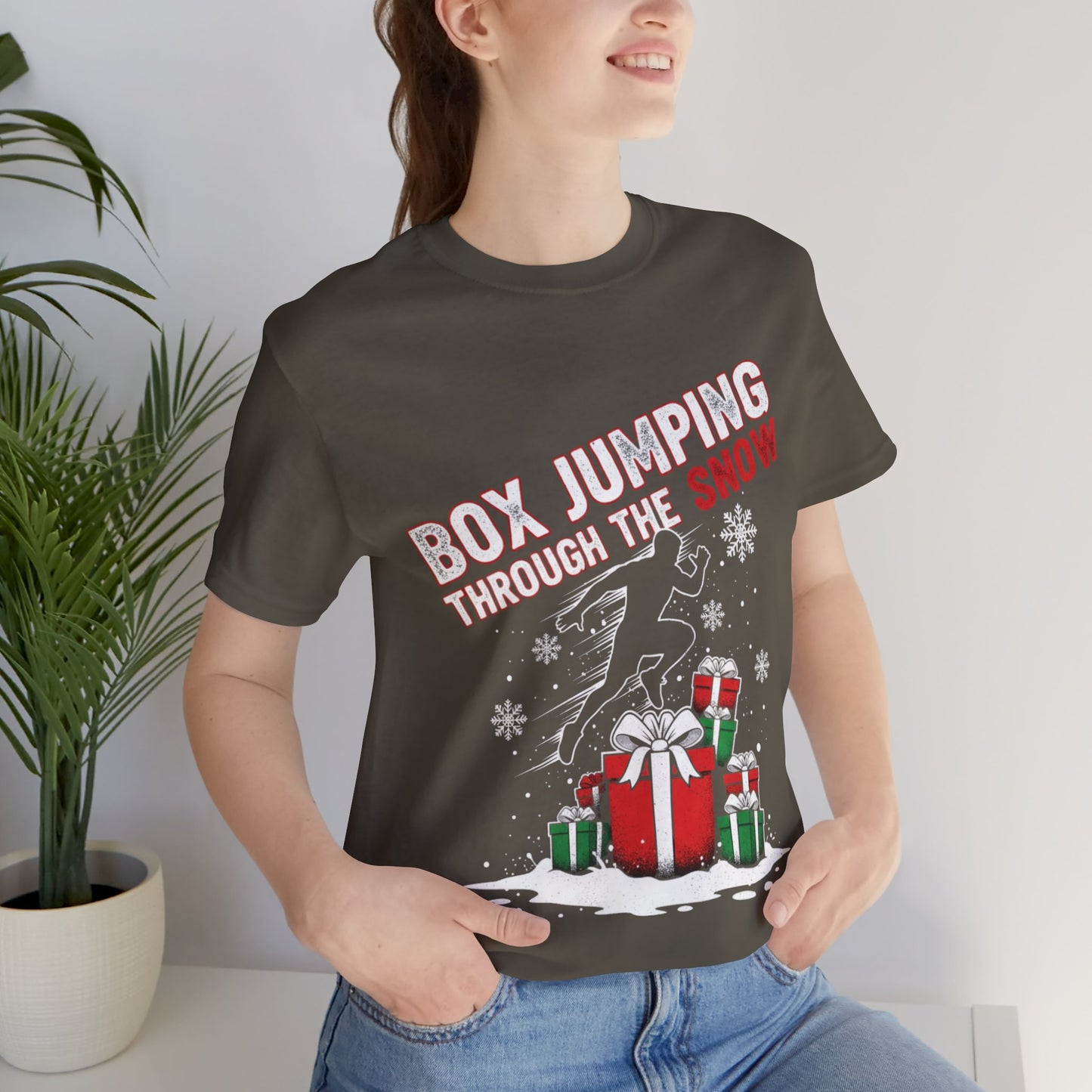 Box Jumping Through The Snow Christmas T-Shirt