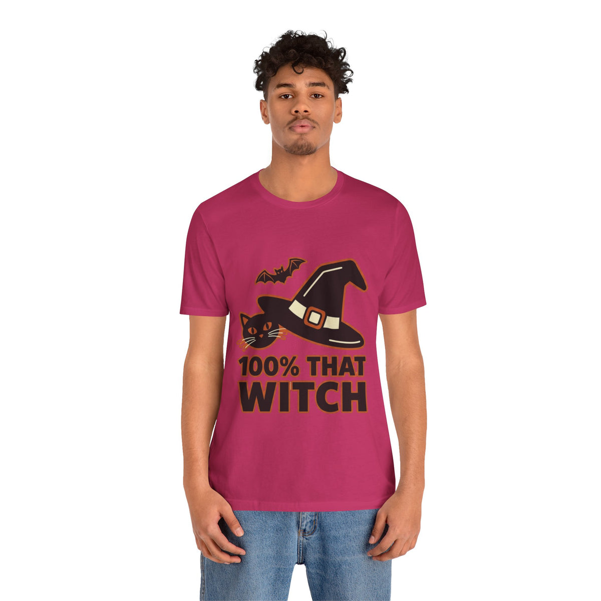 100% That Witch Halloween Cat Jersey Tee