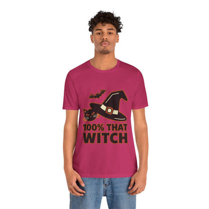 100% That Witch Halloween Cat Jersey Tee