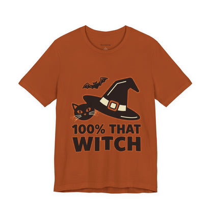 100% That Witch Halloween Cat Jersey Tee