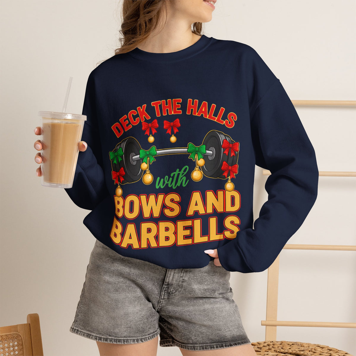 Deck the Halls with Bows and Barbells Christmas Sweatshirt