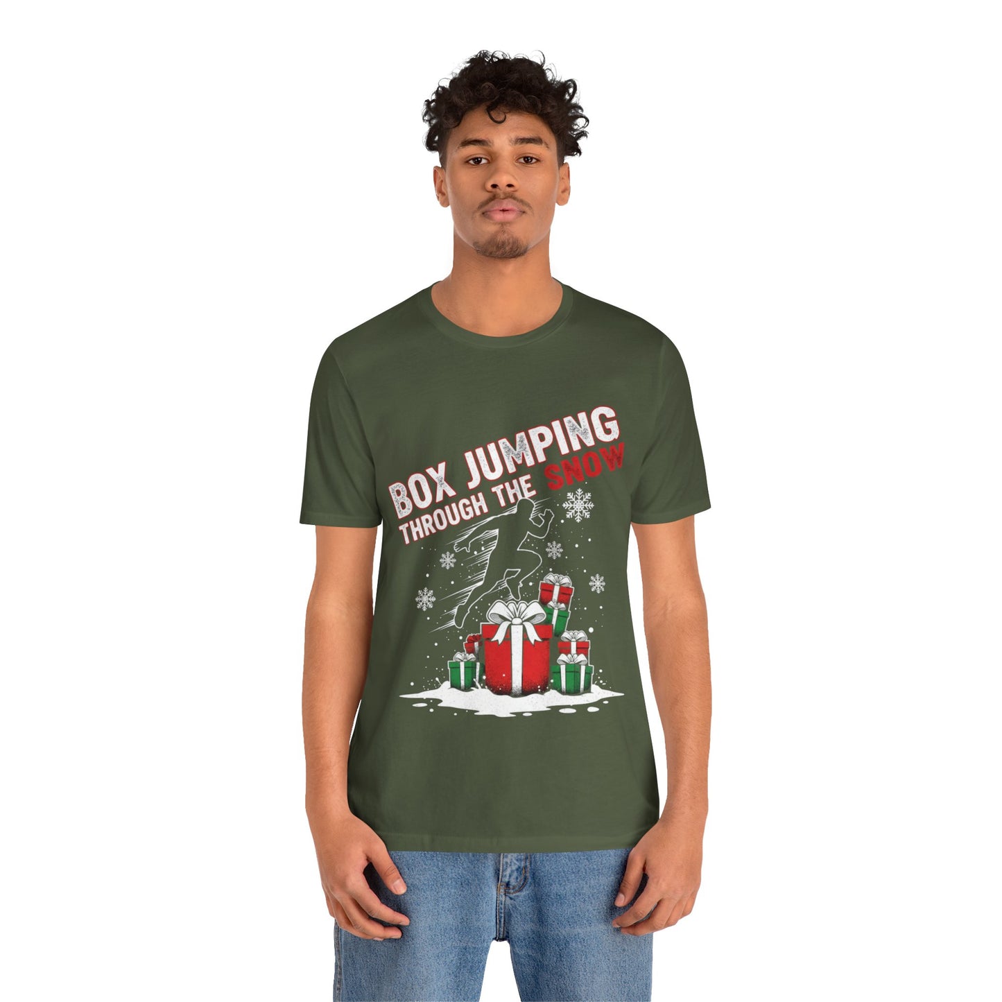 Box Jumping Through The Snow Christmas T-Shirt