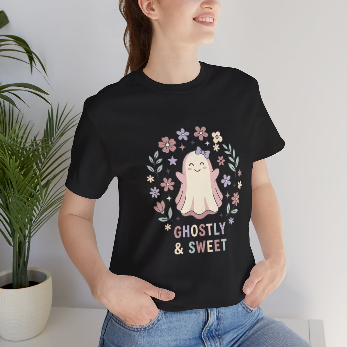 Ghostly & Sweet Floral Tee — Cute Pastel Ghost Graphic T-Shirt