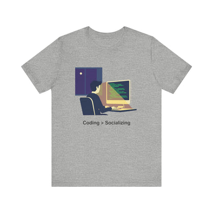 Coding > Socializing Unisex Tee