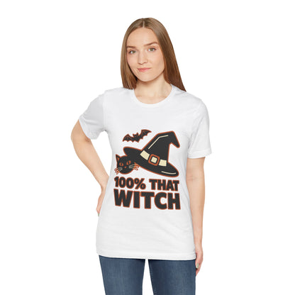 100% That Witch Halloween Cat Jersey Tee
